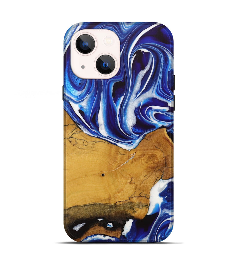 iPhone 13 Wood Live Edge Phone Case - Goldina (Blue, 729342)