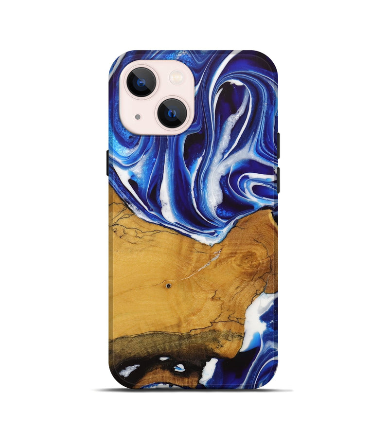 iPhone 13 mini Wood Live Edge Phone Case - Goldina (Blue, 729342)