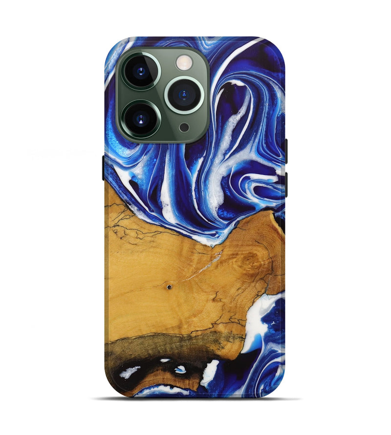 iPhone 13 Pro Wood Live Edge Phone Case - Goldina (Blue, 729342)