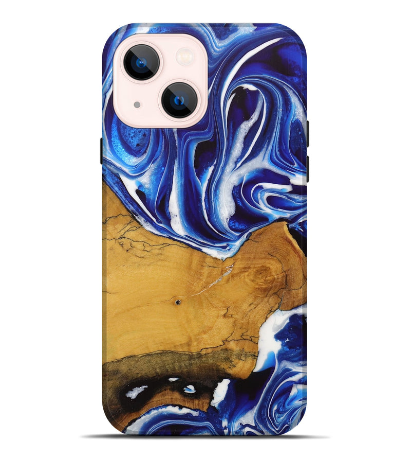 iPhone 14 Plus Wood Live Edge Phone Case - Goldina (Blue, 729342)