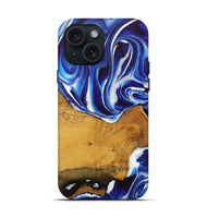 iPhone 15 Wood Live Edge Phone Case - Goldina (Blue, 729342)