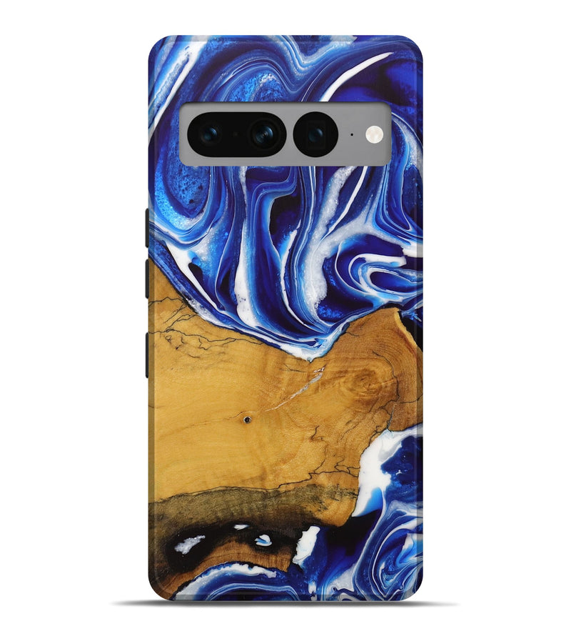 Pixel 7 Pro Wood Live Edge Phone Case - Goldina (Blue, 729342)