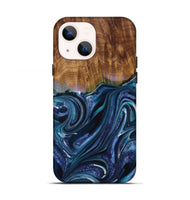 iPhone 13 Wood Live Edge Phone Case - Cuong (Blue, 729348)