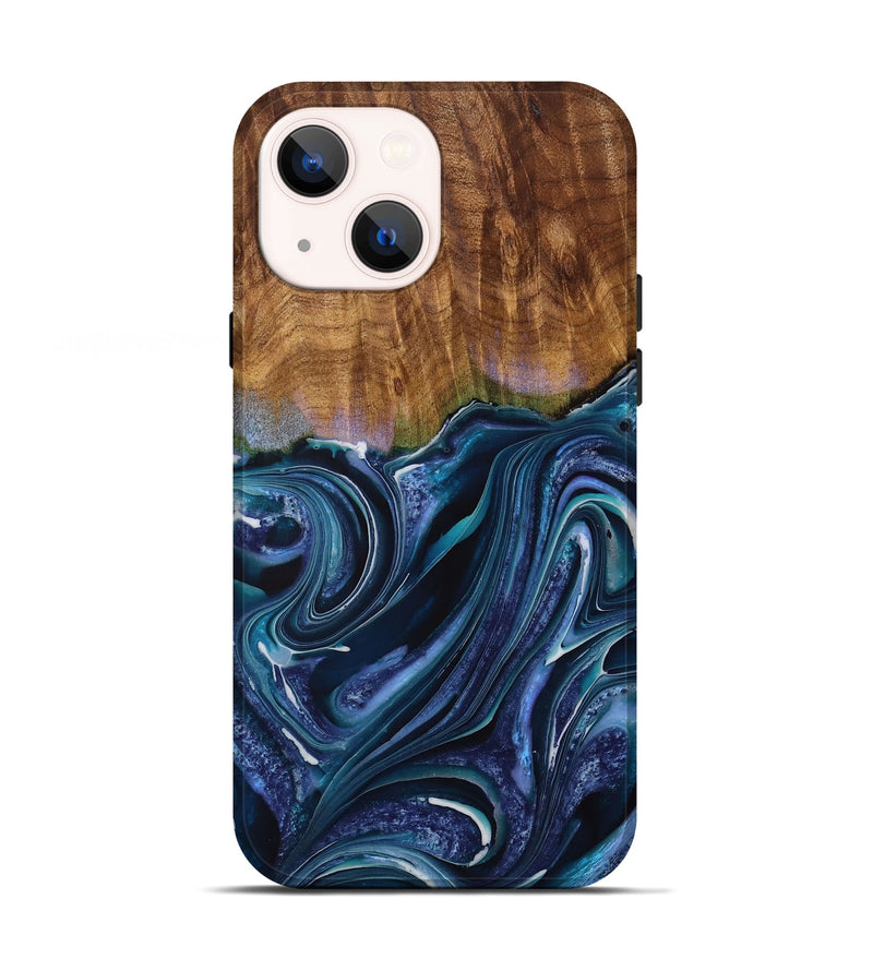 iPhone 13 Wood Live Edge Phone Case - Cuong (Blue, 729348)