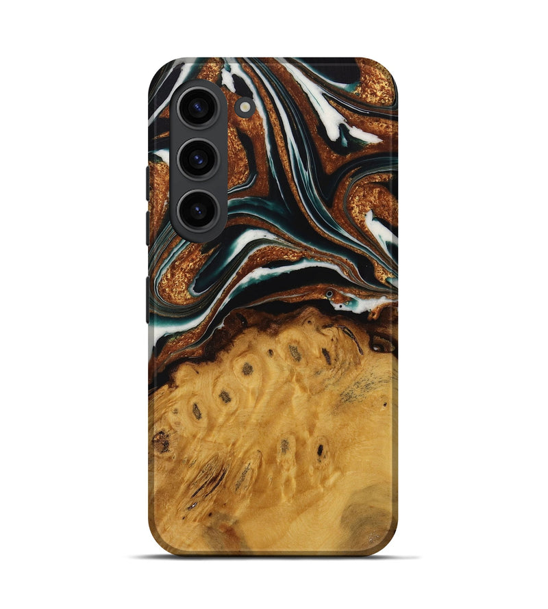 Galaxy S23 Wood Live Edge Phone Case - Pierre (Teal & Gold, 729350)