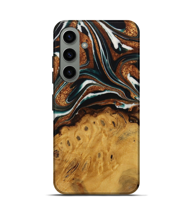 Galaxy S24 Wood Live Edge Phone Case - Pierre (Teal & Gold, 729350)