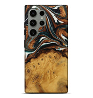 Galaxy S24 Ultra Wood Live Edge Phone Case - Pierre (Teal & Gold, 729350)