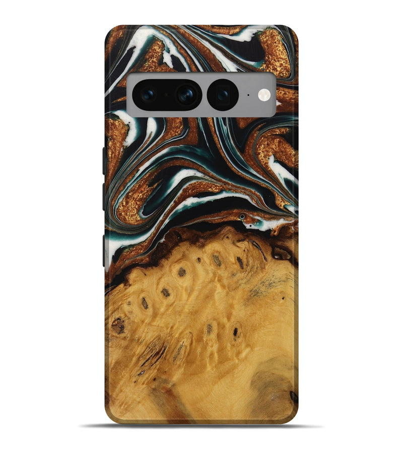 Pixel 7 Pro Wood Live Edge Phone Case - Pierre (Teal & Gold, 729350)