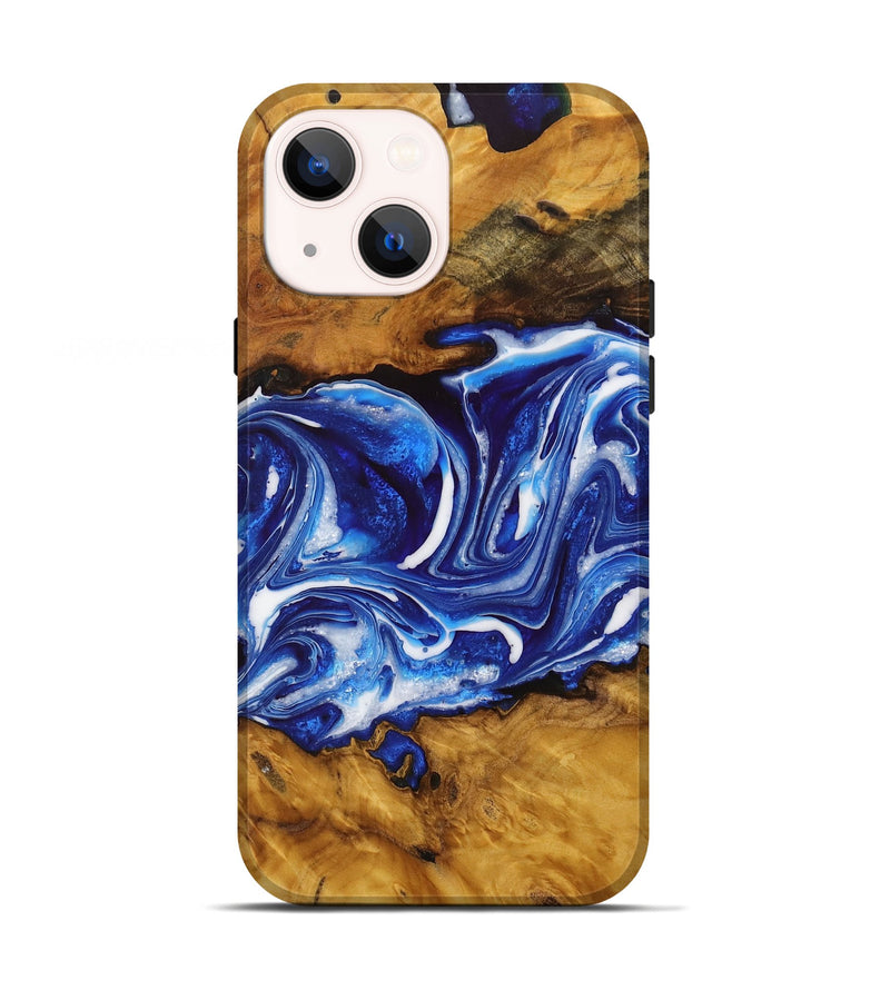 iPhone 13 Wood Live Edge Phone Case - Katelyn (Blue, 729358)