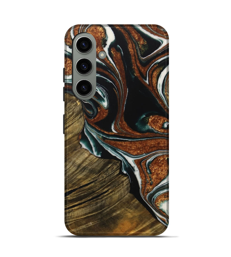 Galaxy S24 Wood Live Edge Phone Case - Tiena (Teal & Gold, 729366)