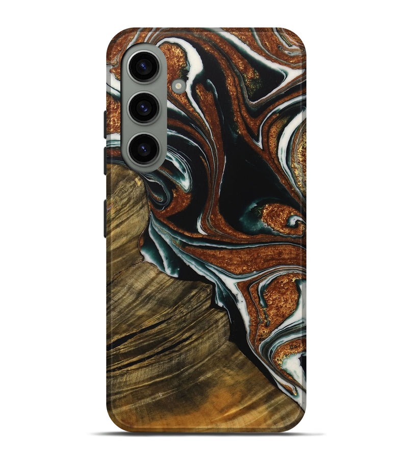 Galaxy S24 Plus Wood Live Edge Phone Case - Tiena (Teal & Gold, 729366)