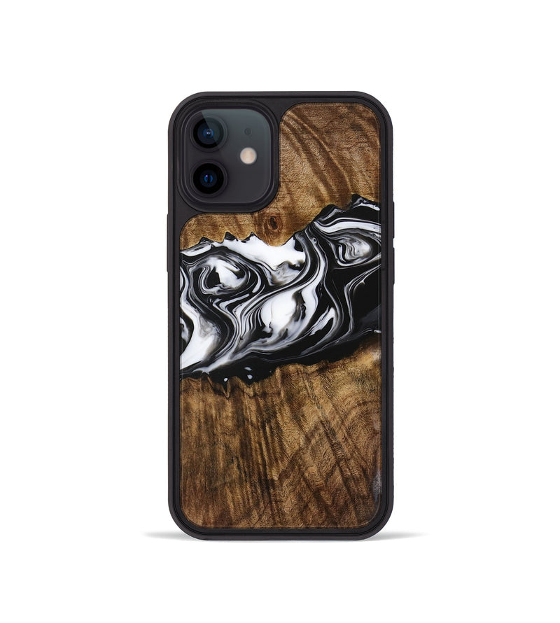 iPhone 12 mini Wood Phone Case - Zona (Black & White, 729378)