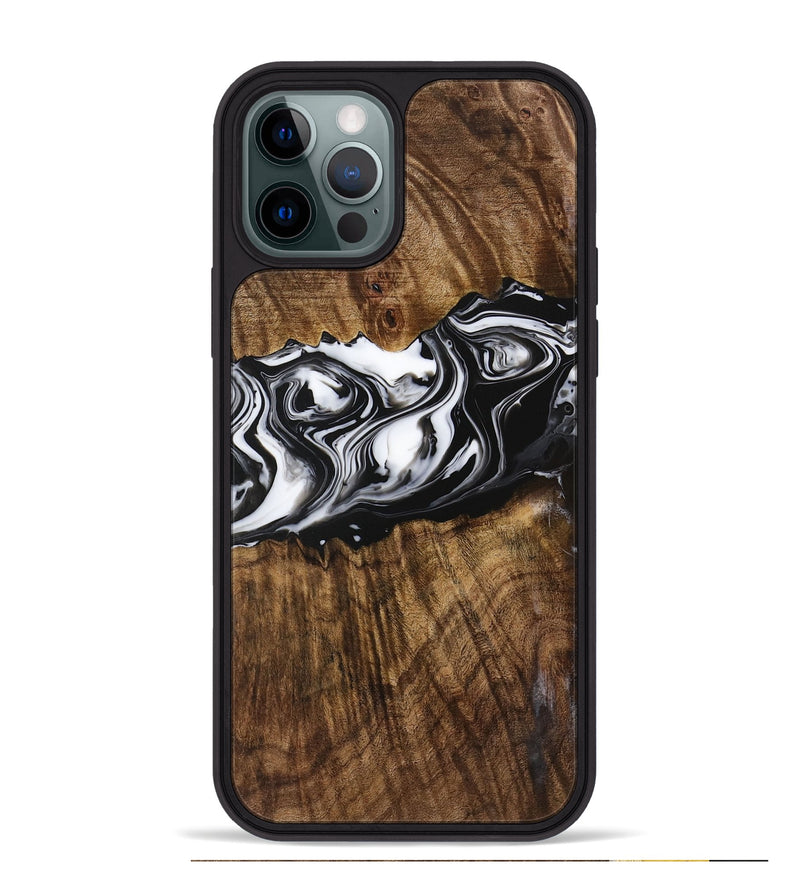 iPhone 12 Pro Max Wood Phone Case - Zona (Black & White, 729378)