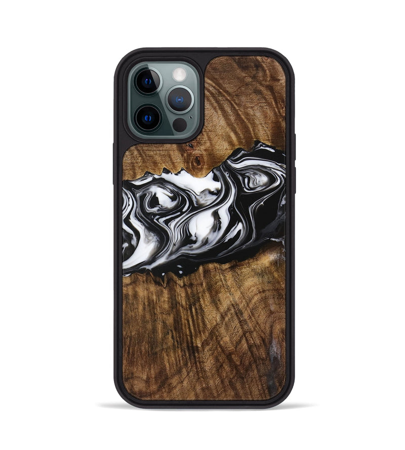 iPhone 12 Pro Wood Phone Case - Zona (Black & White, 729378)