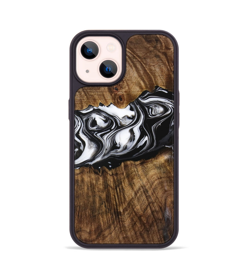 iPhone 14 Wood Phone Case - Zona (Black & White, 729378)