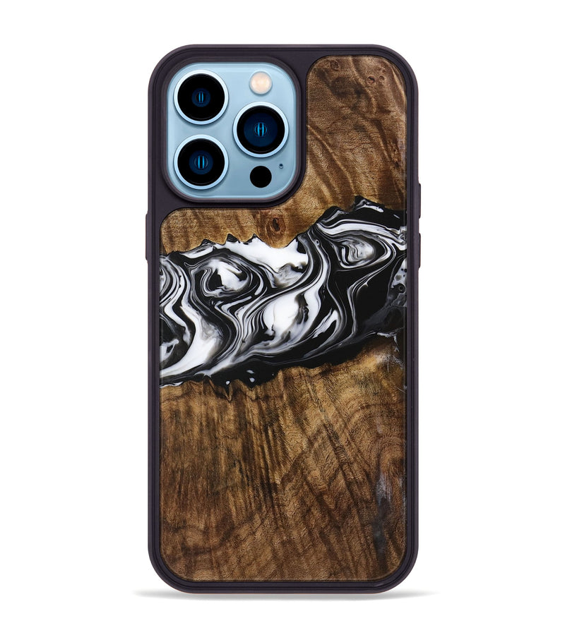 iPhone 14 Pro Max Wood Phone Case - Zona (Black & White, 729378)