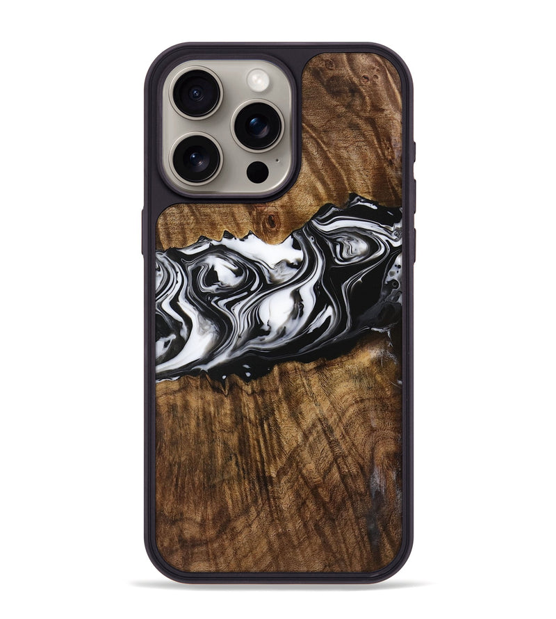 iPhone 15 Pro Max Wood Phone Case - Zona (Black & White, 729378)