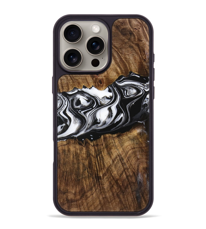 iPhone 16 Pro Max Wood Phone Case - Zona (Black & White, 729378)