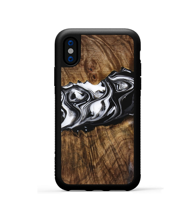 iPhone Xs Wood Phone Case - Zona (Black & White, 729378)