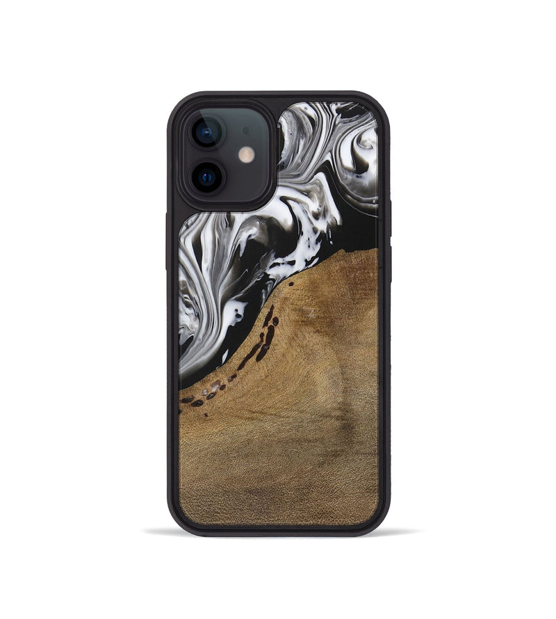 iPhone 12 mini Wood Phone Case - Manas (Black & White, 729390)