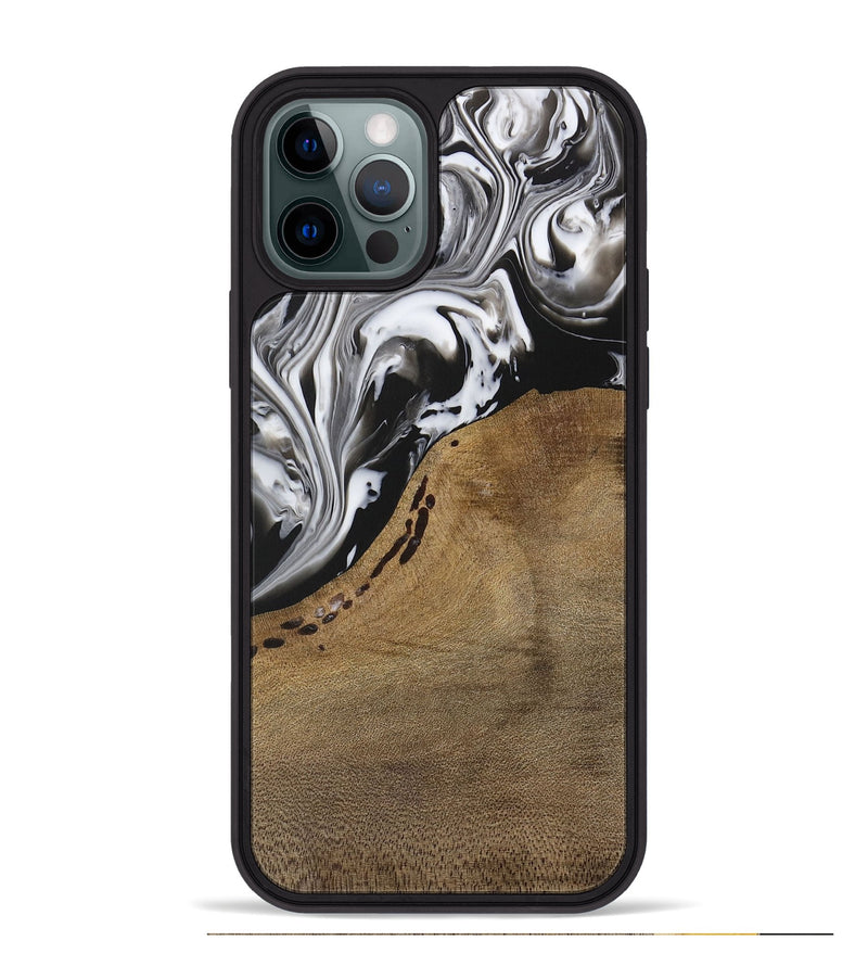 iPhone 12 Pro Max Wood Phone Case - Manas (Black & White, 729390)