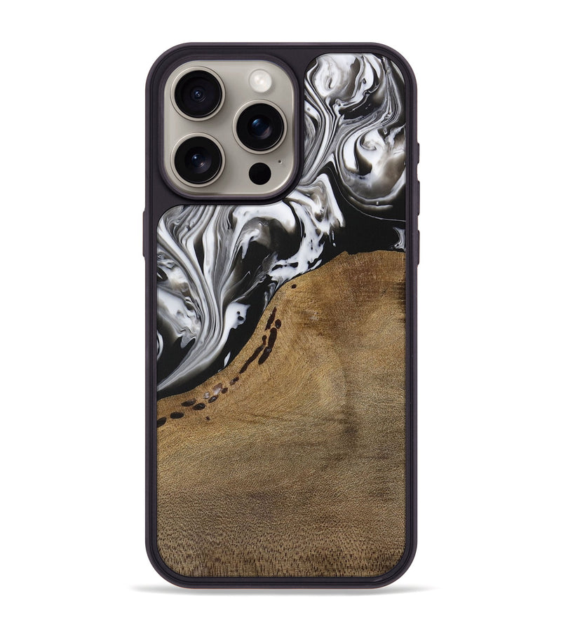 iPhone 15 Pro Max Wood Phone Case - Manas (Black & White, 729390)