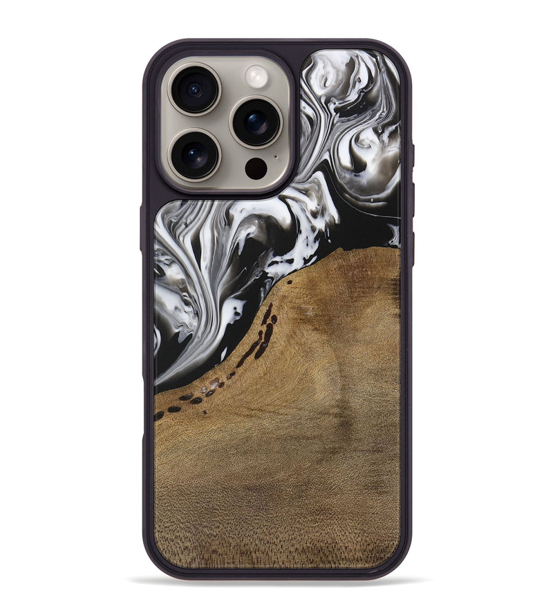 iPhone 16 Pro Max Wood Phone Case - Manas (Black & White, 729390)