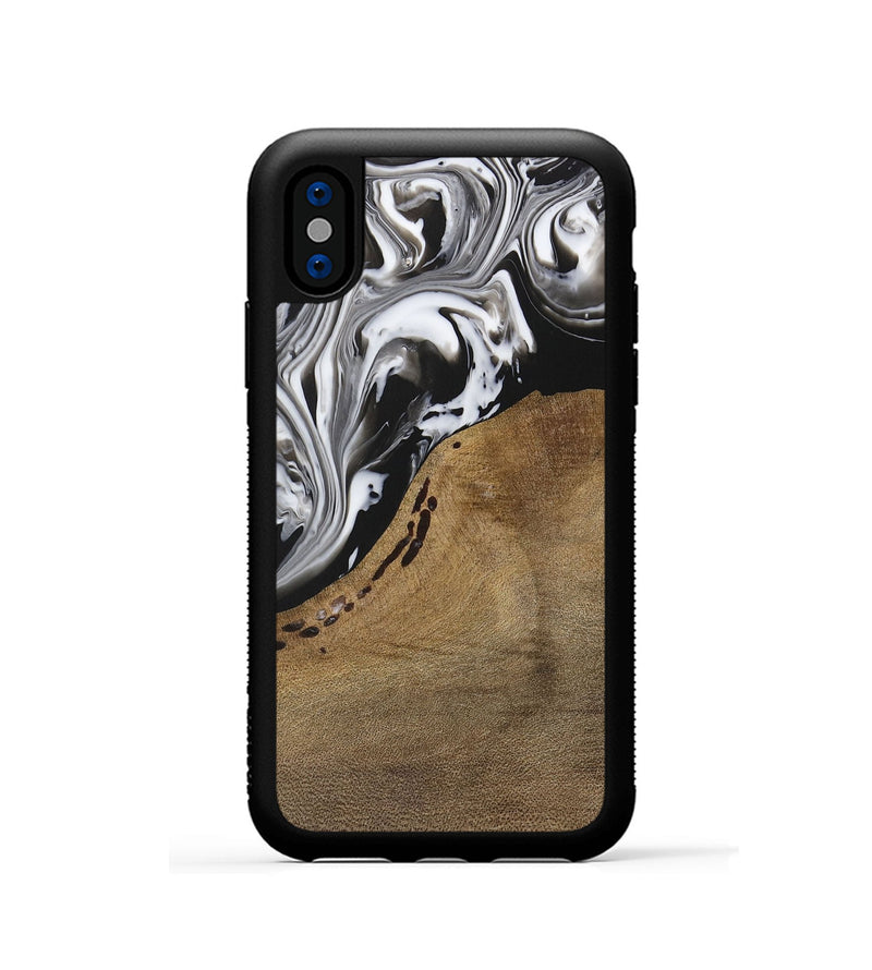 iPhone Xs Wood Phone Case - Manas (Black & White, 729390)