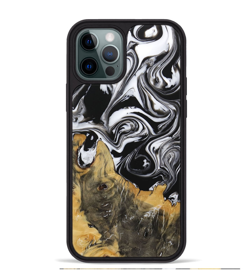 iPhone 12 Pro Max Wood Phone Case - Steward (Black & White, 729395)