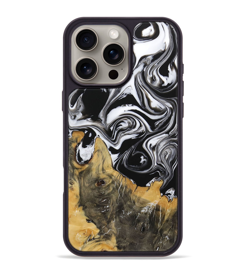 iPhone 16 Pro Max Wood Phone Case - Steward (Black & White, 729395)