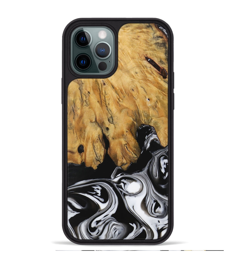 iPhone 12 Pro Max Wood Phone Case - Ranvir (Black & White, 729397)