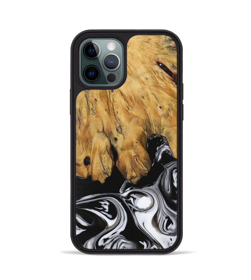 iPhone 12 Pro Wood Phone Case - Ranvir (Black & White, 729397)