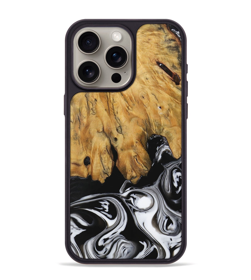 iPhone 15 Pro Max Wood Phone Case - Ranvir (Black & White, 729397)