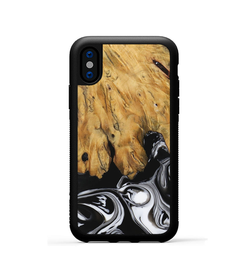 iPhone Xs Wood Phone Case - Ranvir (Black & White, 729397)