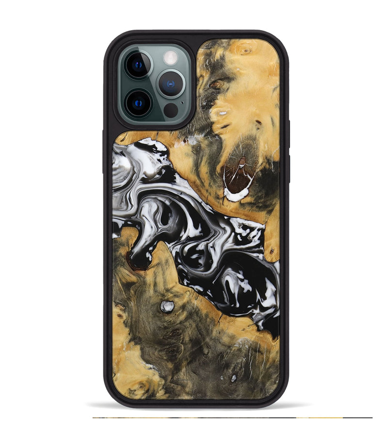 iPhone 12 Pro Max Wood Phone Case - Darina (Black & White, 729398)