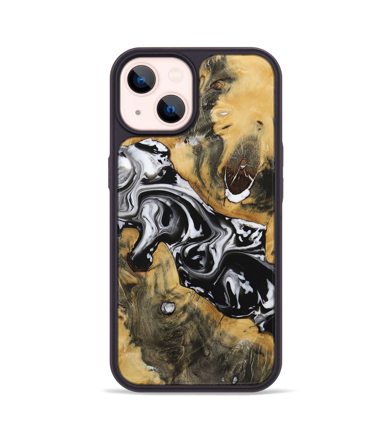 iPhone 14 Wood Phone Case - Darina (Black & White, 729398)