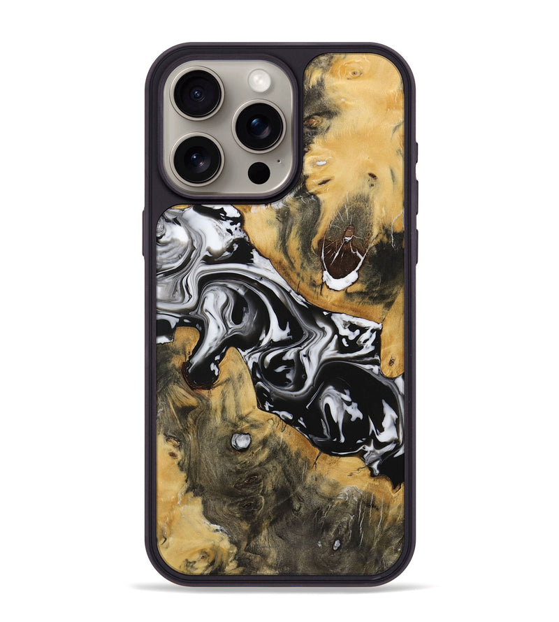 iPhone 15 Pro Max Wood Phone Case - Darina (Black & White, 729398)