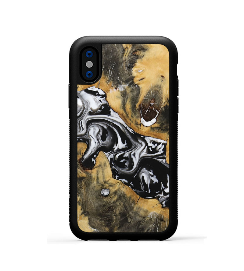 iPhone Xs Wood Phone Case - Darina (Black & White, 729398)