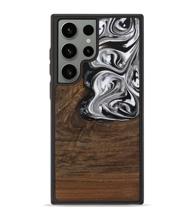 Galaxy S23 Ultra Wood Phone Case - Delwin (Black & White, 729399)