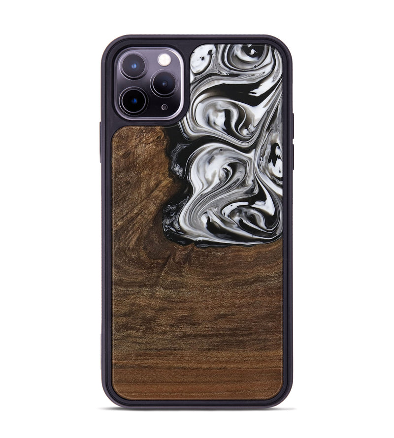 iPhone 11 Pro Max Wood Phone Case - Delwin (Black & White, 729399)