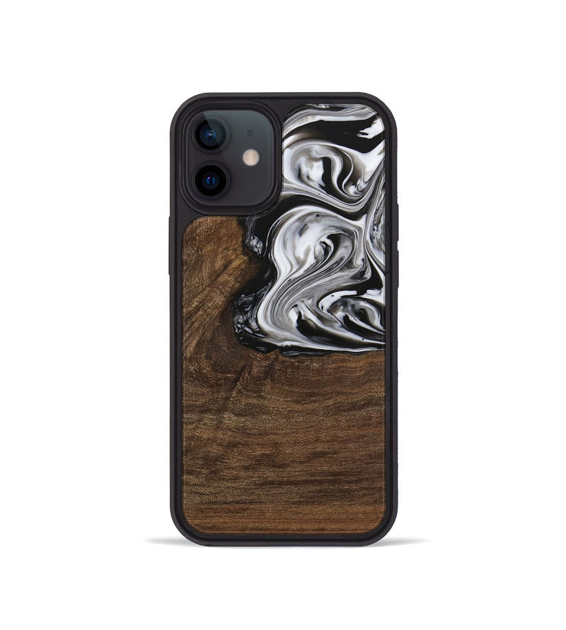 iPhone 12 mini Wood Phone Case - Delwin (Black & White, 729399)