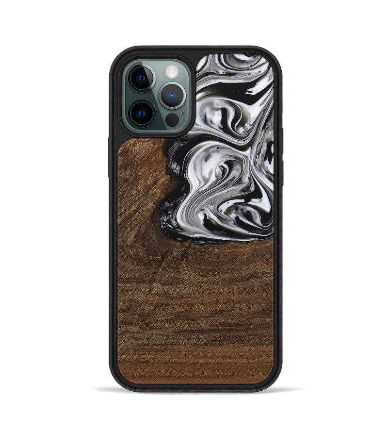 iPhone 12 Pro Wood Phone Case - Delwin (Black & White, 729399)