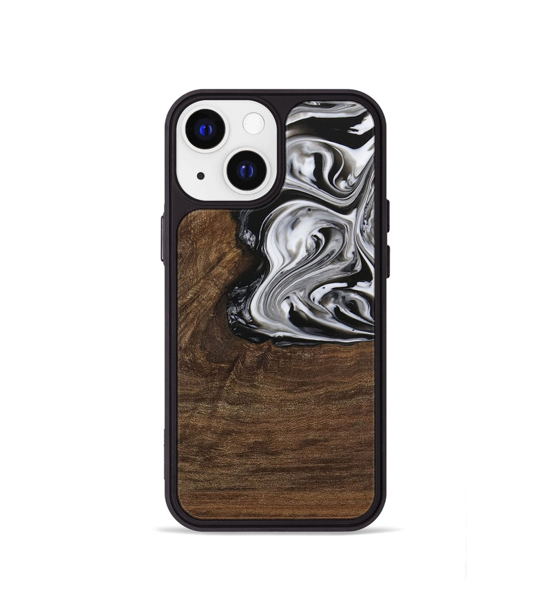 iPhone 13 mini Wood Phone Case - Delwin (Black & White, 729399)