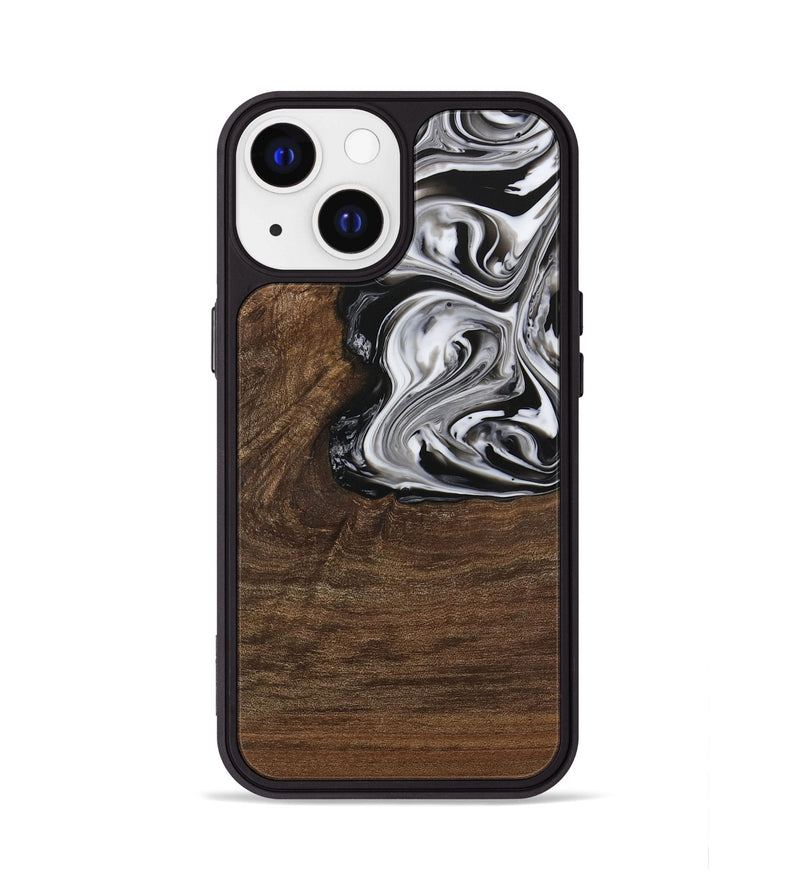 iPhone 13 Wood Phone Case - Delwin (Black & White, 729399)