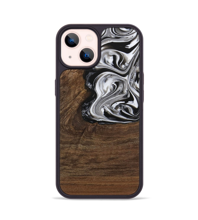 iPhone 14 Wood Phone Case - Delwin (Black & White, 729399)