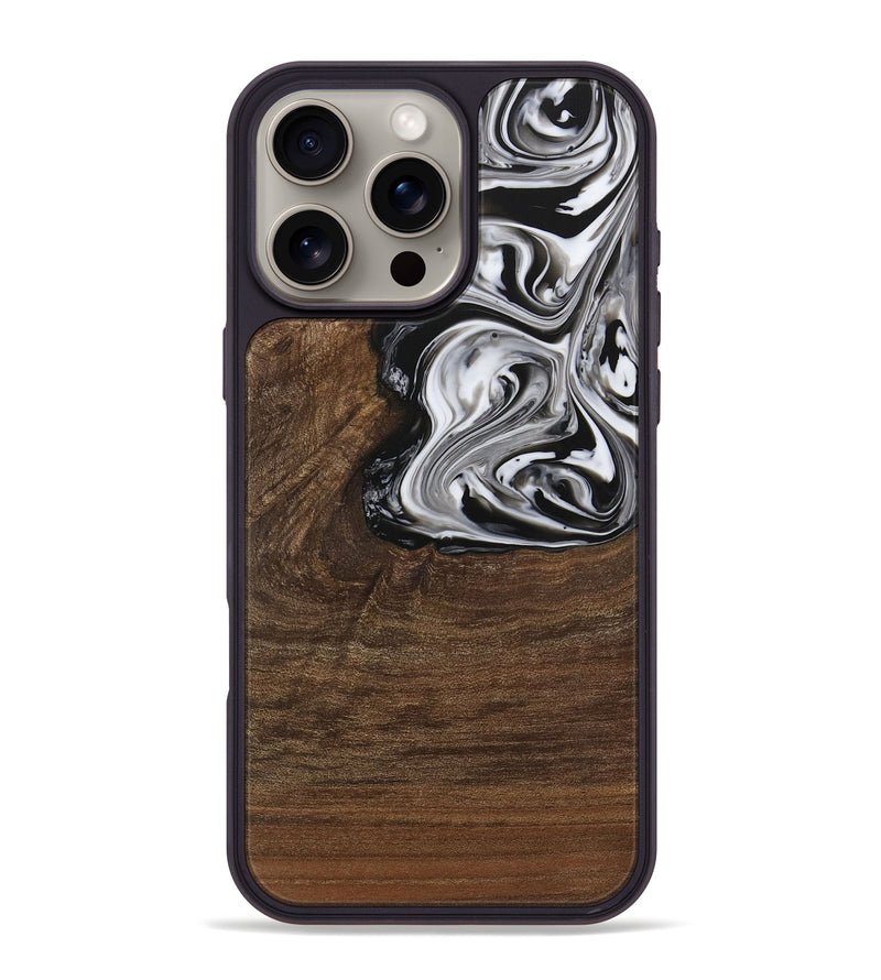 iPhone 16 Pro Max Wood Phone Case - Delwin (Black & White, 729399)