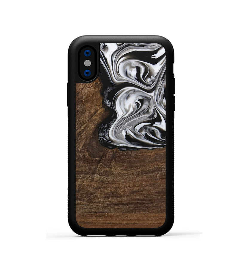 iPhone Xs Wood Phone Case - Delwin (Black & White, 729399)