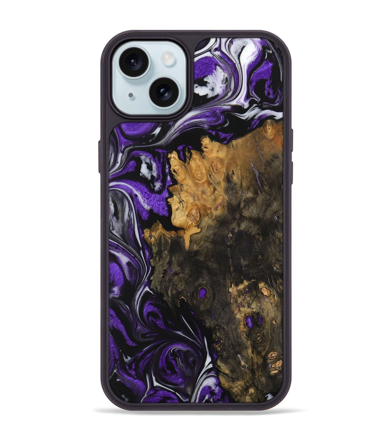 iPhone 15 Plus Wood Phone Case - Maaike (Purple, 729430)