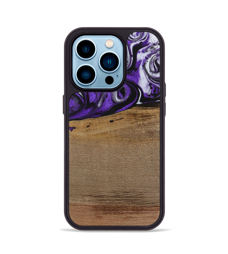 iPhone 14 Pro Wood Phone Case - Cleon (Purple, 729432)