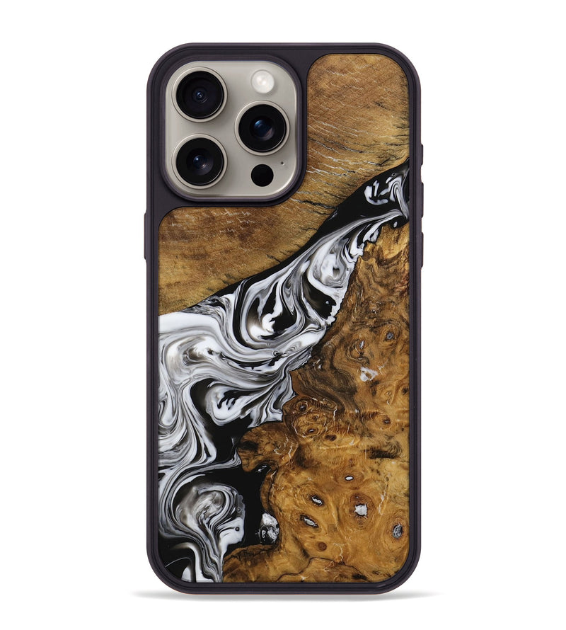 iPhone 15 Pro Max Wood Phone Case - Dianne (Black & White, 729437)